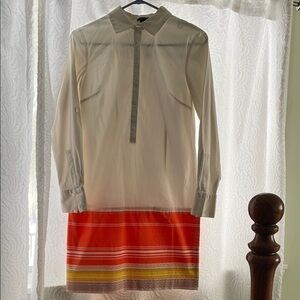 Ann Taylor White and Orange Dress